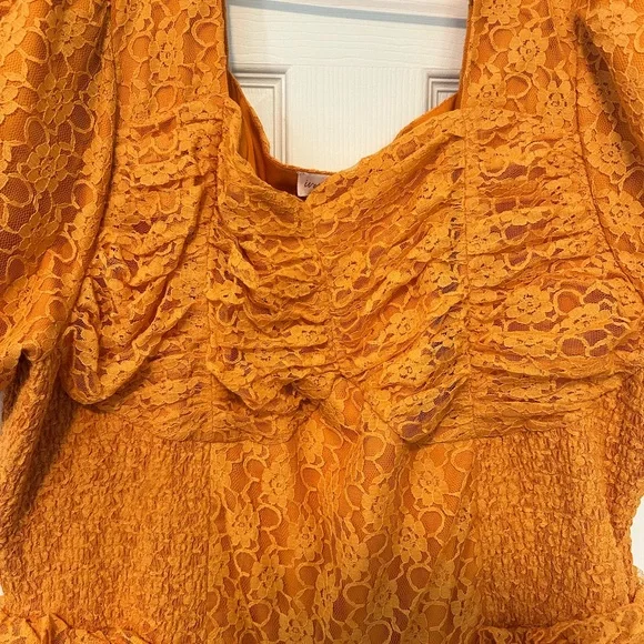 Ivy City Co Vibrant Orange Lace Maxi Dress - Picture 3 of 3